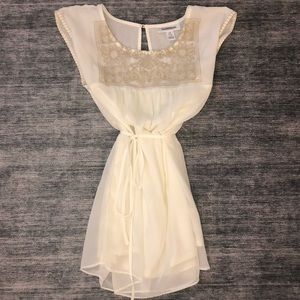 Motherhood maternity sheer white and beige blouse